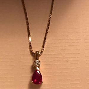 14k  gold necklace with ruby pendant
